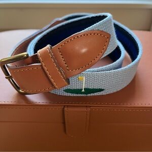 Belted Cow Light Blue Men's Belt with embroidered Golf Design